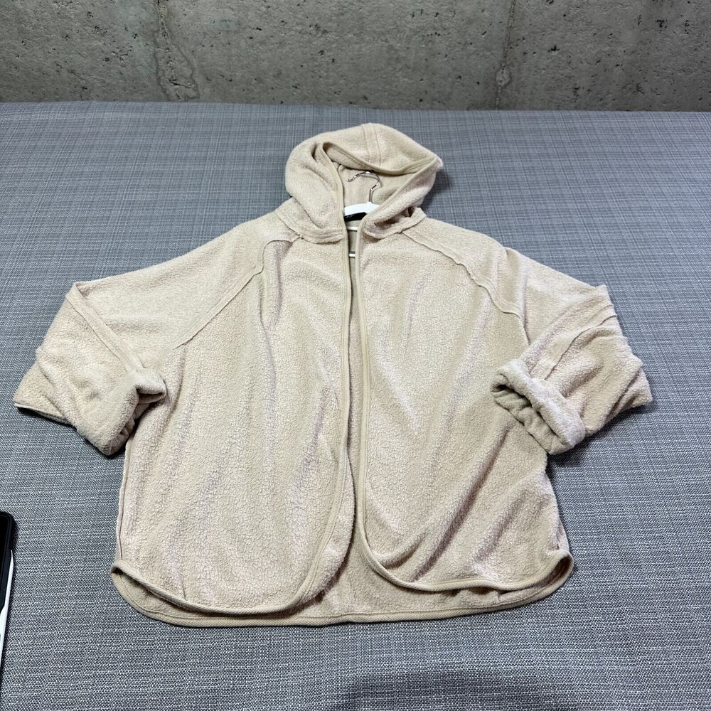 Out From Under Sweater Cardigan Womens XS Toupe Hooded Open Minimalist Boho‎